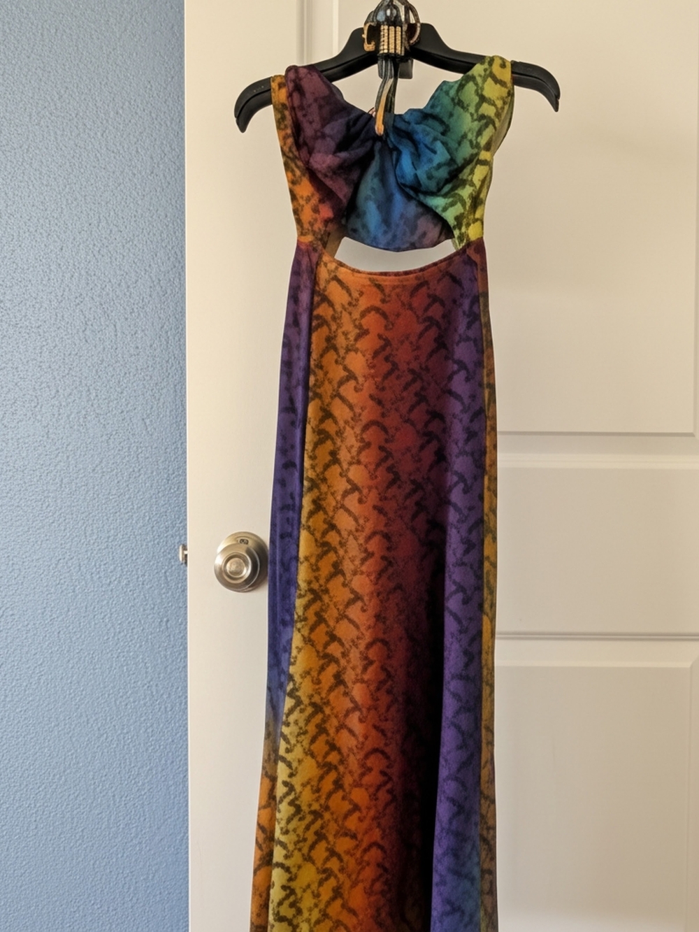 Kurt Geiger Rainbow Gradient High-Low Dress in Purple, Pink, Yellow, Green, Blue - Picture 2 of 12